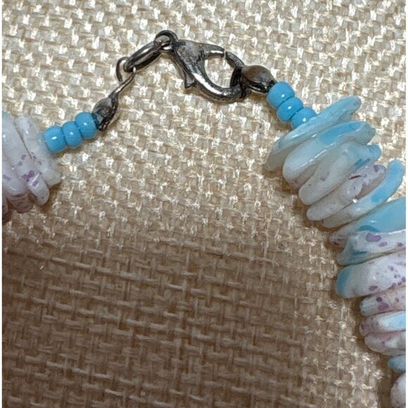 Chip Stone Bracelet Vintage Blue White Purple With Lobster Clasp - Picture 4 of 7